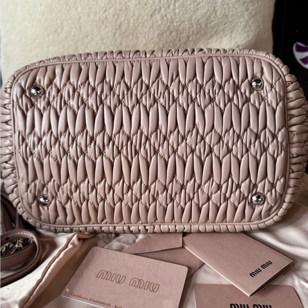 Miu Miu Matelasse  Napa Leather bag with Crystal charms/ pink - Picture 9 of 11